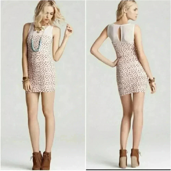 Free People Bodycon Ruched Florsl Ruffle Shimmy Dress - Picture 1 of 7